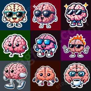 DFY Cute Brain Stickers (With PLR Rights) - etagfree